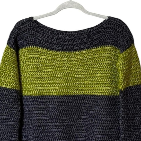 Womens Handmade Crochet Sweater Jumper Size Small Striped Bohemian Preppy Indie